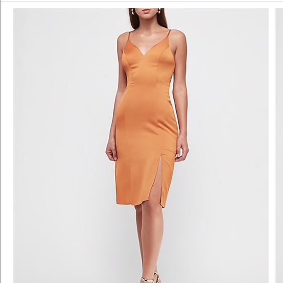 Textured satin plunging v-neck slip dress - Picture 1 of 5